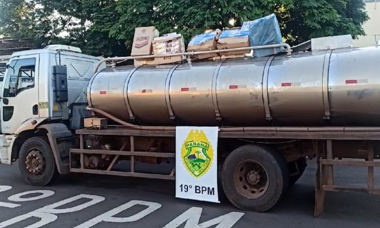 Caminhoneiro é preso ao transportar cigarros em caminhão de transporte de leite.