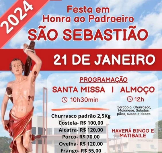 CAMPO BONITO: Município convida para festa em honra ao Padroeiro São Sebastião.