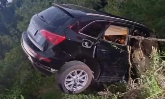 Carro fica 'pendurado' em árvore no Sudoeste