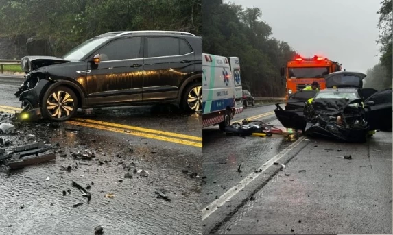 Colisão entre dois veículos mobiliza equipes de socorro na BR-277, em Guaraniaçu