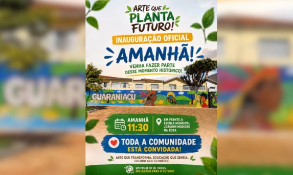 Comunidade inaugura oficialização do mural “Arte que Planta Futuro” na Escola Joaquim Modesto da Rosa