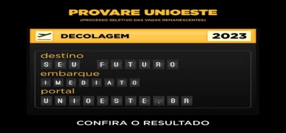 EDUCAÇÃO: Unioeste divulga resultado da segunda edição do Provare 2023.