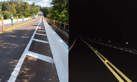 EPR Iguaçu avança no reforço da sinalização horizontal e implantação de dispositivos de segurança viária 