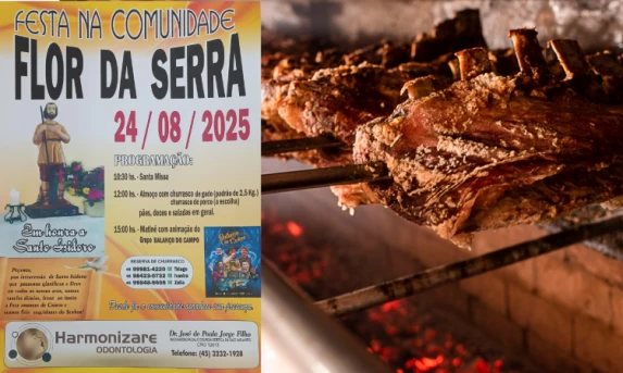 GUARANIAÇU: Comunidade Flor da Serra promove festa no próximo domingo 24 de agosto.