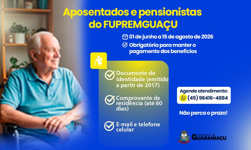 GUARANIAÇU: Fupremguaçu convoca aposentados e pensionistas para a prova de vida.