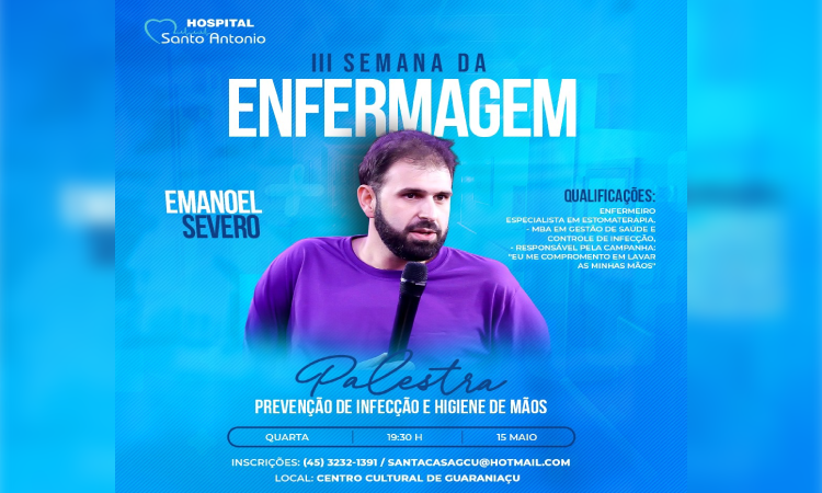 GUARANIAÇU: Inscreva-se para participar da Palestra III Semana da enfermagem.