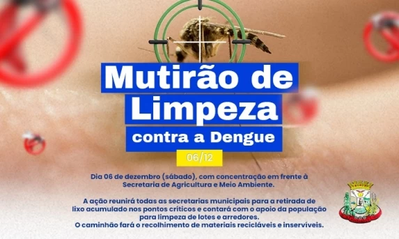Guaraniaçu: Secretaria Municipal de Saúde anuncia Mutirão de Limpeza contra a Dengue