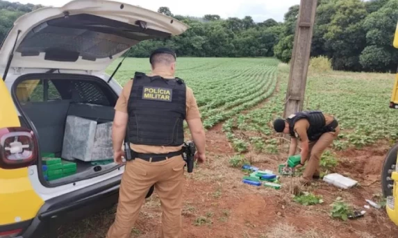 LARANJEIRAS DO SUL: PM apreende quase 100 Kg de cocaína.