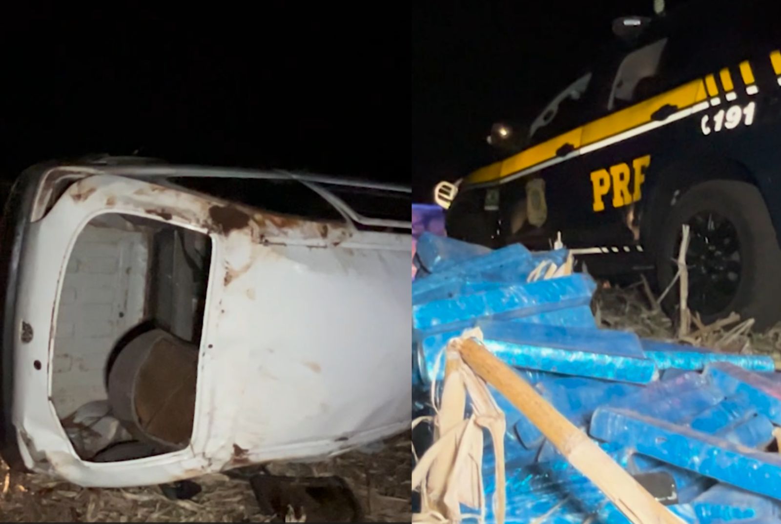 Motorista capota carro carregado com maconha e fica gravemente ferido na BR-277 Motorista capota carro carregado com maconha e fica gravemente ferido na BR-277