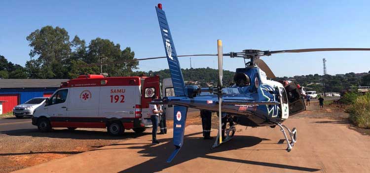 OESTE: BR-163, aeromédico atende acidente com caminhão em Santa Tereza do Oeste