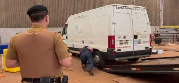 PARANÁ: Ambulância furtada de Santa Tereza é recuperada pela PM em Nova Santa Rosa.