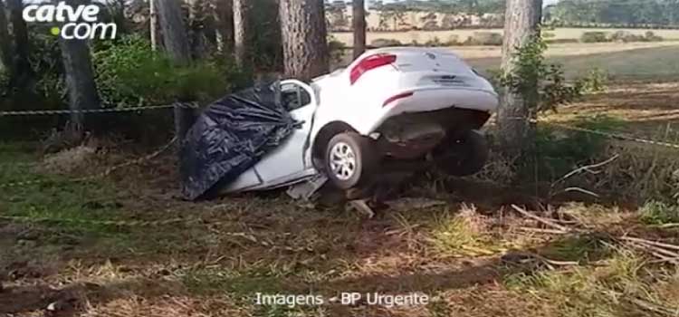 PARANÁ: Carro parte ao meio ao bater em árvore, e motorista morre.