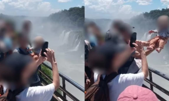 Perigo nas Cataratas: Homem Arrisca a Vida de Bebê para Tirar Foto no Parque Nacional do Iguaçu