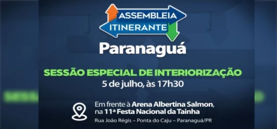 POLÍTICA: Edição da Assembleia Itinerante no LITORAL ocorre na próxima Quarta-feira (05).