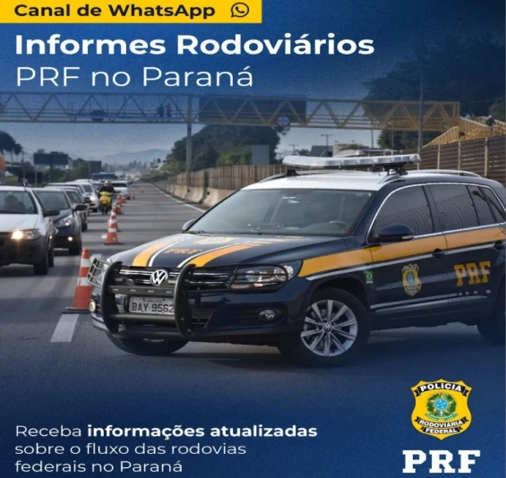 PRF Paraná lança canal no whatsapp para informes de trânsito.