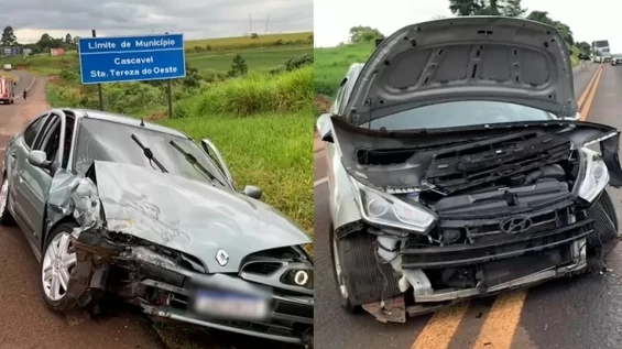 TRÂNSITO: Acidente entre dois carros deixa sete feridos na BR 277, em Cascavel.