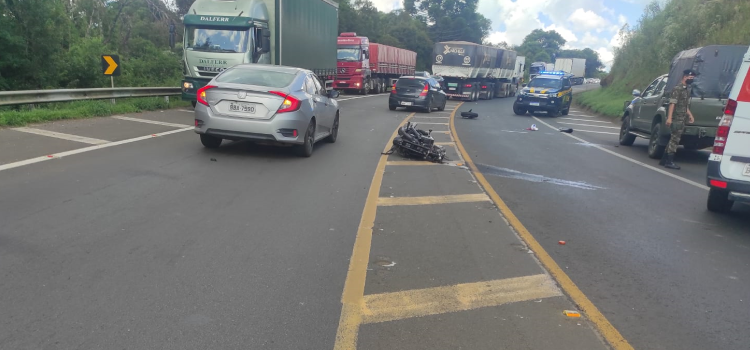 TRÂNSITO: Rodado de Semi-Reboque se solta e provoca colisão com motociclista no km 325 da BR 277.