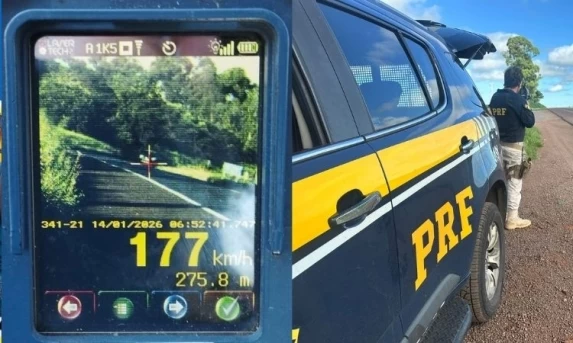 Veículo é flagrado pela PRF a 177 km/h na BR-163